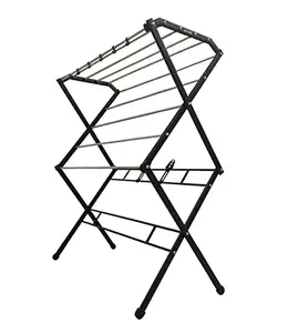 DRY LINE Cross - Folding Cloth Drying Stand Basic Cloth Dryer with Stainless Steel/Rust Proof 35 inch rods Multilayer Made in India