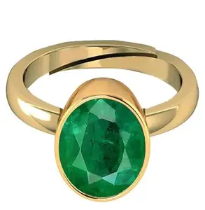 DAURAYA GEMS 8.25 Ratti 7.44 Carat Certified Precious Emerald Ring Adjustable Panna Gemstone Gold Ring Astrological Purpose for Men and Women (HIJ0190)