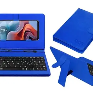 ACM Keyboard Case Compatible with Motorola Moto G34 Mobile Flip Cover Stand Direct Plug & Play Device for Study & Gaming Blue