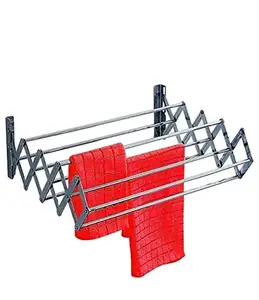 VIMART Steel Wall Cloth Dryer Stand/Folding Rack for Bathroom Clothes Racks Dryer Hanger for Balcony Indoor and Outdoor (7 Pipe - 2 FEET)