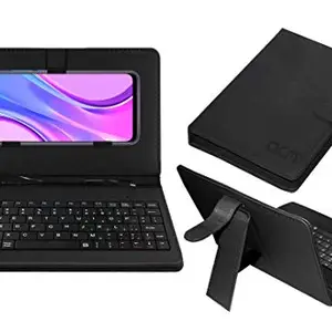 ACM Keyboard Case Flip Cover Compatible with Redmi 9 Prime Mobile Stand Plug & Play Device for Study & Gaming Black