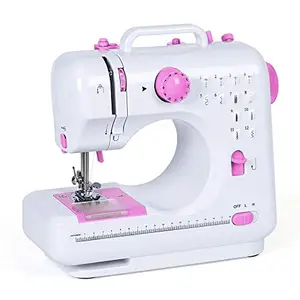 RAJ LAXMI LACE INDIA RL Rajlaxmi treding co.Portable Sewing Machine for Beginners, Tradition Sewing Machine with 12 Built-in Stitches, Foot Pedal Overlock Household Sewing Tool, Pink