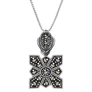 GIVA AVNI 925 Oxidised Silver Symmetry Pendant with Box Chain | Gifts for Girlfriend, Gifts for Women and Girls |With Certificate of Authenticity and 925 Stamp | 6 Month Warranty*