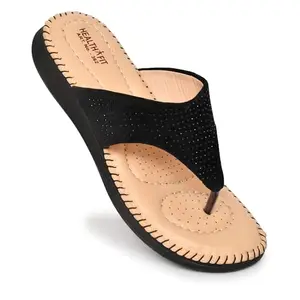 HEALTH FIT Soft Ortho Care & Orthopedic Sandal Slippers/Doctor Chappal & Footwear With Memory Foam For Women Black 8-Uk