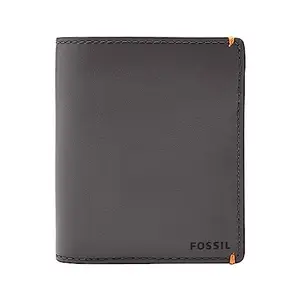 Fossil PU Mens Two Fold Wallet(Free Size, Grey)