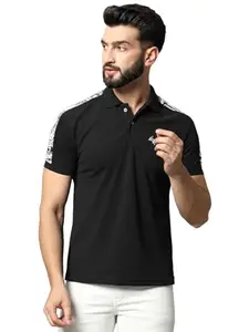 RELANE Men's Solid Polo Tshirt -ACCPOLO122-BLACK