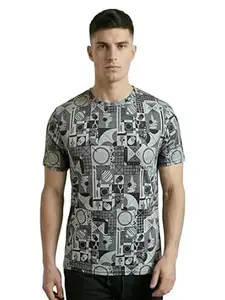 TECHNOSPORT Men Printed Slim Fit Round Neck T Shirt MATPIQ Short Sleeve Polyester Tshirt for Men Gym Workout Running Casual Sports Active Quick Dry Branded