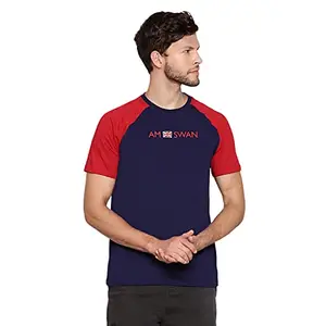 AM SWAN Men's Casual Premium Cotton Printed Reglan Half Sleeve T-Shirts Multicolour