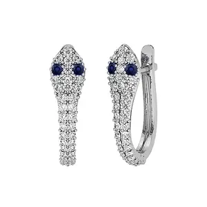CLARA 925 Sterling Silver Blue Eye Snake Hoop Bali Earrings | Rhodium Plated, Swiss Zirconia | Gift for Women & Girls