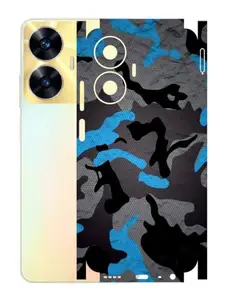 AtOdds - REALME C55 - Mobile Back Skin Sticker - Lamination - Rear Screen Guard Protector Film Wrap (Coverage - Back+Camera+Sides) (Design - Blue Camo)