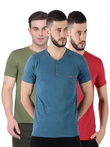Force NXT Mens Cotton Henly Neck Tshirt Any Colors (Pack of 2)