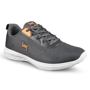 heris & hemly Grey Sports Shoes for Mens, Lace-Up Lightweight Shoes(HNH7029B D-Grey_43)