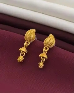 FancyGold Plated Jhumki Stud Type Earrings for Women's & Girls Beads Alloy Stud Earring ()