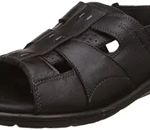 Hush Puppies Men's Charles Sandal Open Black Leather Athletic & Outdoor Sandals - 7 UK/India (41 EU)(8646921)