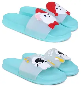 Pampy Angel Combo Pack of 2 Slipper/Flip Flops/Slides for Men,(HatCat-Blue,Spaceman-Blue),37 (Euro)