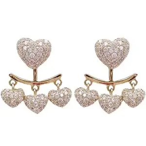 Vembley Western Korean Studded Heart Shiny Stud Earrings For Women