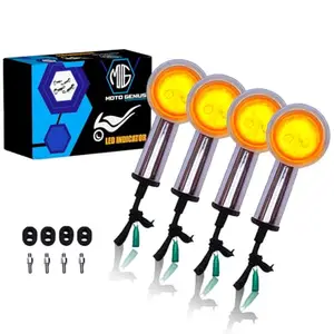 MOTO GENIUS Premium LED Turn Signal Indicators for RE Hunter 350, Meteor 350, Super Meteor 650, Shotgun 650 Motorbike | Waterproof, High-Brightness, Plug & Play (Set of 4) (Chrome)