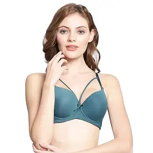 Quttos PrettyCat Push-Up Padded Underwired Demi Cup T-Shirt Bra. Green