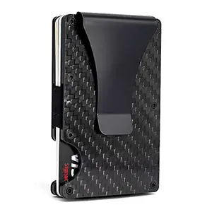 Carbon Fiber Wallet for Men - Minimalist Wallet with Metal Clip - Slim Money Clip Wallet - RFID Blocking Mens Wallet with Gift Box - Cash Credit Card Holder