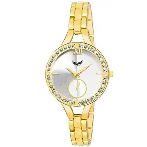 VILLS LAURRENS VL-7130 Beautiful Gold Crystal Studded Watch for Women and Girls