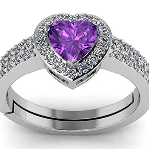 LMDLACHAMA 10.25 Ratti /9.50 Carat Natural Amethyst Silver Adjustable Ring For Men And Women's With Lab Certified