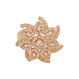 TEEJH Royal Radiance CZ Stones Rose Gold Ring