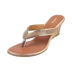 Mochi Women Rose Gold Wedge Heel Fashion Sandal UK/8 EU/41 (35-4997)