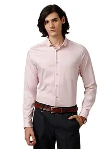 ALDENO Men Slim Fit Solid Slim Collar Formal Shirt (Small, Baby Pink)