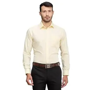 Raymond Men's Slim Fit Solid Pattern Pure Cotton Full Sleeve Semi Cut Away Collar Formal Shirt