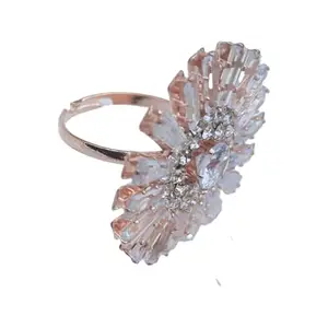 Korean crystal stone adjustable ring (Rose Gold)