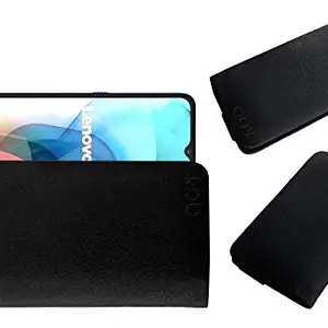ACM Rich Soft Handpouch Carry Case Compatible with Lenovo K12 Mobile Leather Cover Black