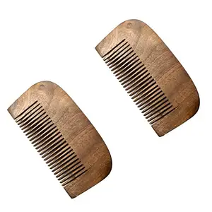 Foreign Holics Neem Wooden Beard Comb Pocket Size 2 Pcs