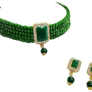 Gold Plated Choker Necklace Set with earring for Women and Girls