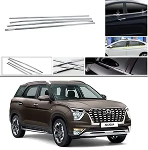 DS ENTERPRISE Lower Window Garnish Chrome for Hyundai Alcazar All Models - Chrome Color (Pack of 4)