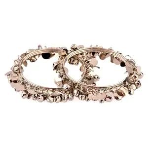 Amazon Brand - Anarva Antique Oxidized Charms Bracelet Bangles for Women (2 Pcs), Size-2.8
