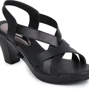 Picktoes PT-G245 Women's Black Synthetic Leather Casual Heel Sandal
