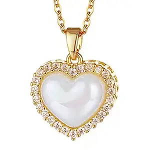 Peora Gold Plated American Diamond Studded Pendant Necklace Chain Fashion Stylish Design Jewellery Gift For Women & Girls (PX8P112_New) - Valentines Gift for Her