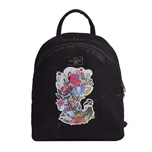 SHOM japnese art printed Black backpack bag for boys/girls, Printed Black School backpack Bag, Black printed Laptop bag, Shoulder bag for boys and girls
