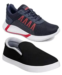 Axter Axter Multicolor Men's Casual Sports Running Shoes 9 UK (Pack of 2 Pair) (2A)_723-9311