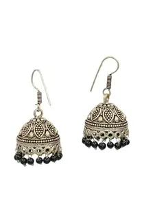 Onyx beads oxidized silver earring jumka for girls