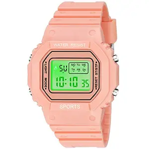 ON TIME OCTUS Digital Girl's and Women's Watch DIGI-07 (Grey Dial Peach Strap)