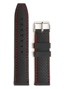 Ewatchaccessories 22mm Silicone Rubber Watch Band Strap Fits 45.5MM PLANET OCEAN Black W Red Pin