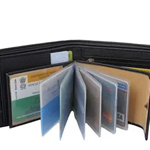 pocket bazar Men Black Color Artificial Leather Wallet (9 Card Slots) ATM Card Holder Hidden Compartment