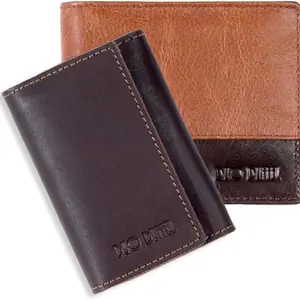 DUO DUFFEL RFID Protected Genuine Leather Multi Unisex Wallet & Card Holder Pack of 2
