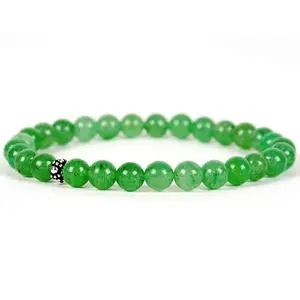 Lady Works Natural Aventurine 6mm Round Shape Smooth Cut Beads 7 Inch Stretchable Bracelet For Men & Women. Unisex Bracelet For Healing, Meditation, Prosperity, Gift & Luck|LW_BRST_01068_7.0