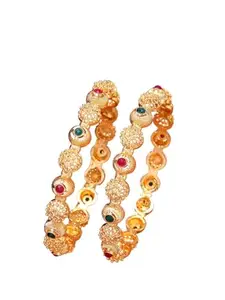 NVR Set of 2 Artificial Stones Traditional Bangles for Women's
