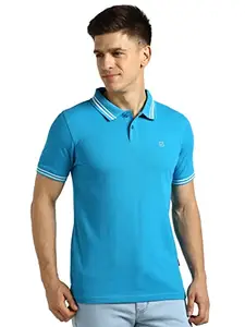 Urbano Fashion Men's Blue Solid Slim Fit Half Sleeve Cotton Polo T-Shirt (polosol-033-hwocn-l)