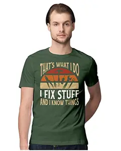 ALLEN BLACK Men's Regular Fit T-Shirt I Fi Stuff - Tinkerer 100% Cotton T-Shirt Olive Green_TINKRRRR-Olive Green XL Men Round_