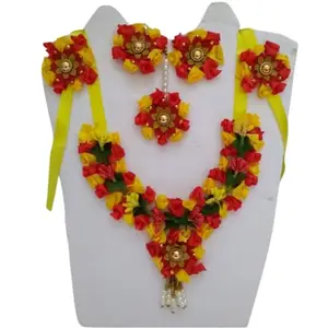 Terracotta Jewellery Floral Design Long Necklace Set For Women With Earring (Necklace Set-08)