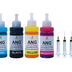 ANG Inkjet Refill Kit for Canon 810, 811, 810 X, 811 X, 47, 57, 745, 746, 745 X & 746 X | 4 Color Ink Bottles + 4 Syringes